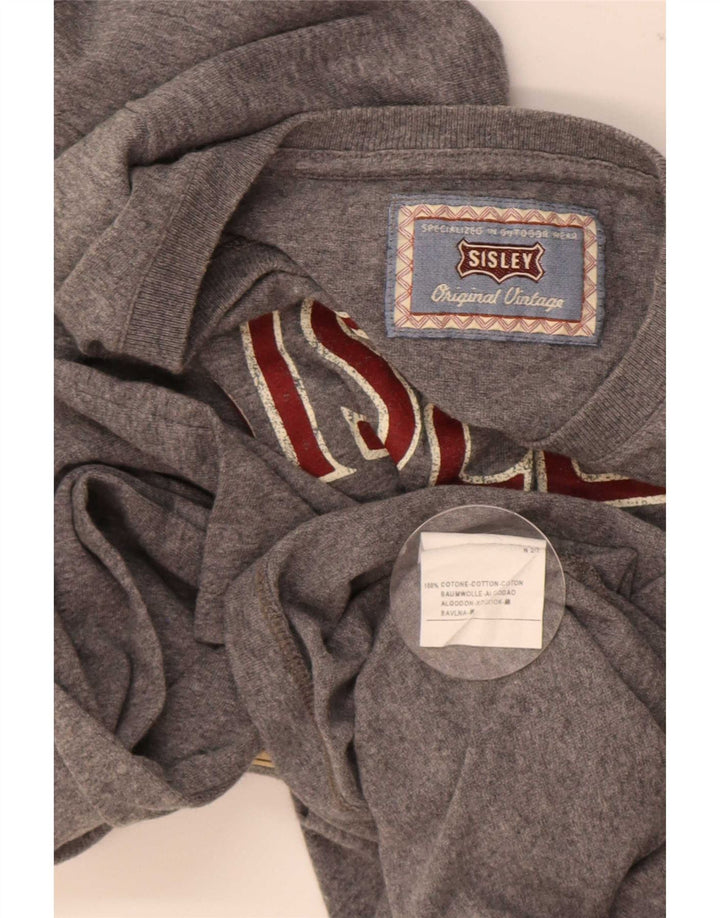 Sisley Herren Graphic Top Langarm XL Grau Baumwolle