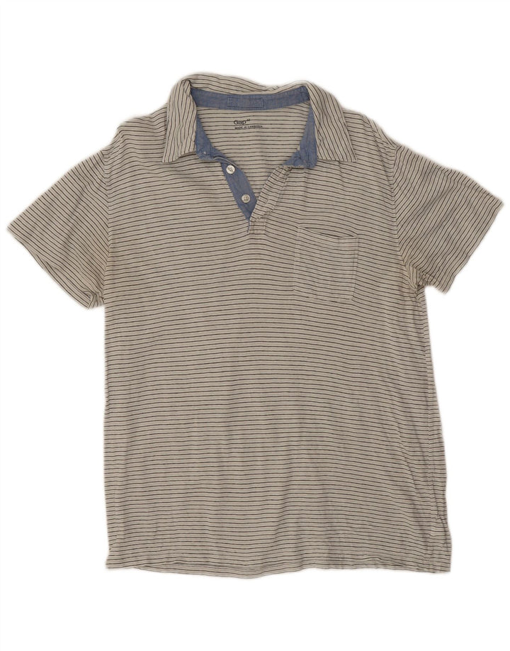 Gap Herren-Poloshirt aus mittelweißer Nadelstreifen-Baumwolle
