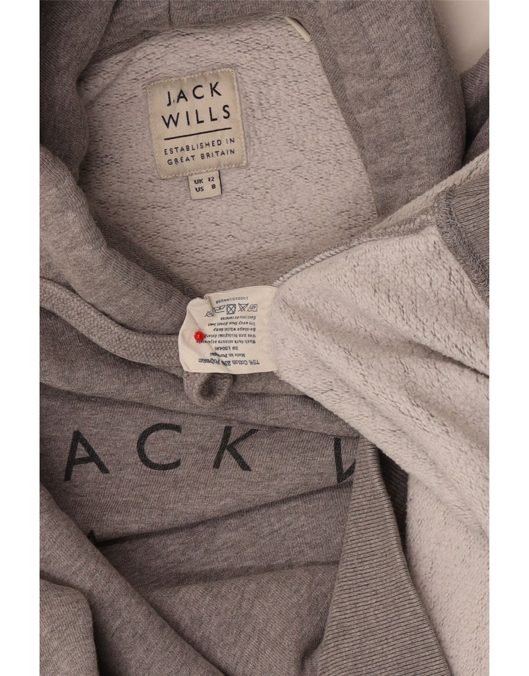 Jack Wills Damen Salcombe Devon Kapuzenpullover UK 12 Mittelgrau gefleckt