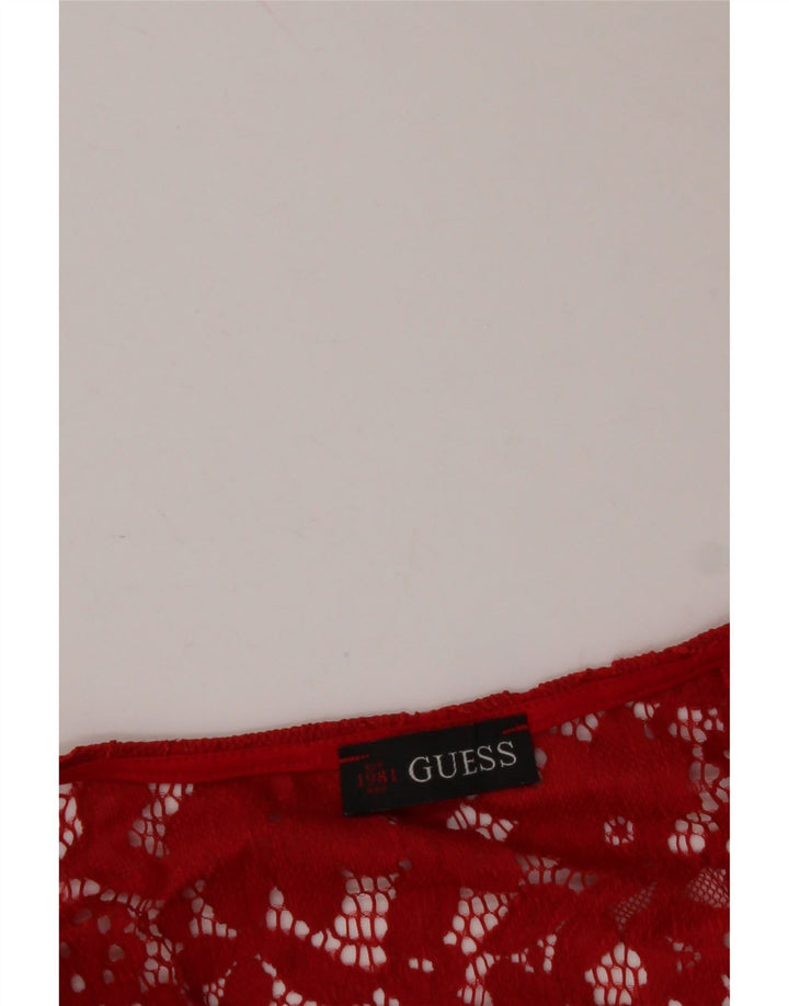 GUESS Damen-Blusenoberteil UK 12 Mittelrot geblümt