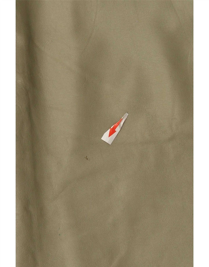 Vintage Damen Midi Lederrock W32 Large Khaki