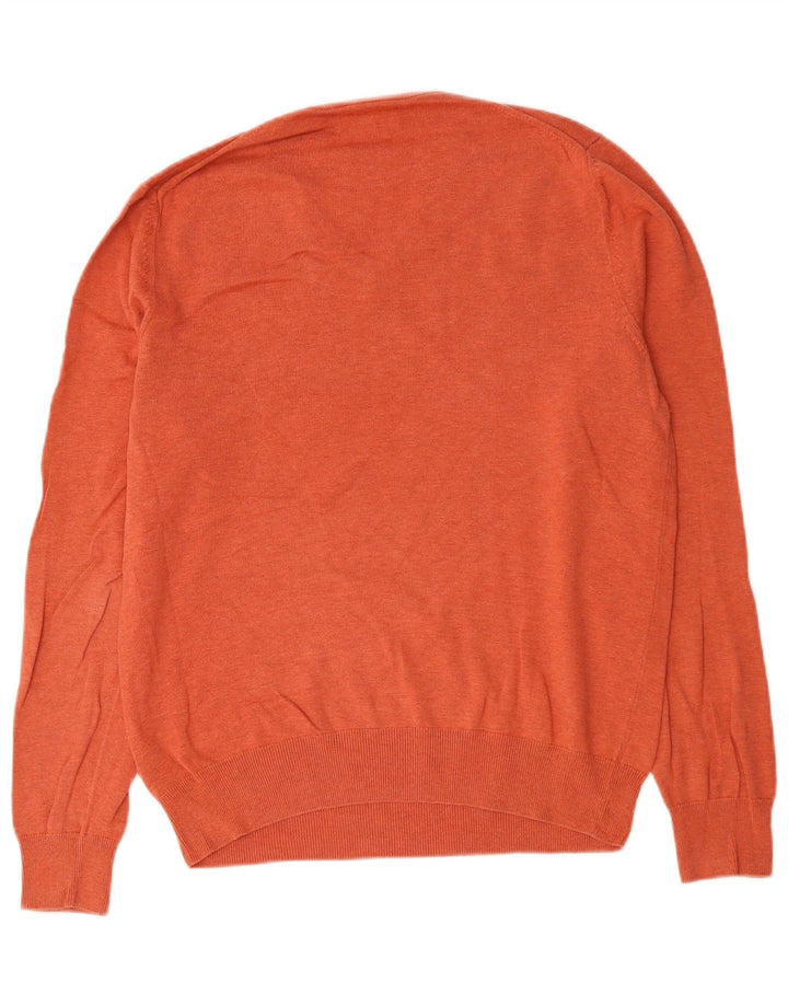 Marks & Spencer Herren-Pullover mit V-Ausschnitt aus mitteloranger Baumwolle