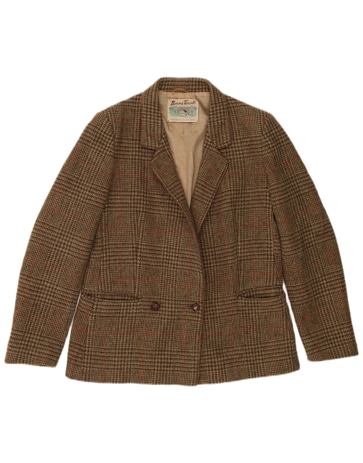 Brora Zweireihiger Blazer für Damen, UK 14, Mittelbraun mit Hahnentrittmuster