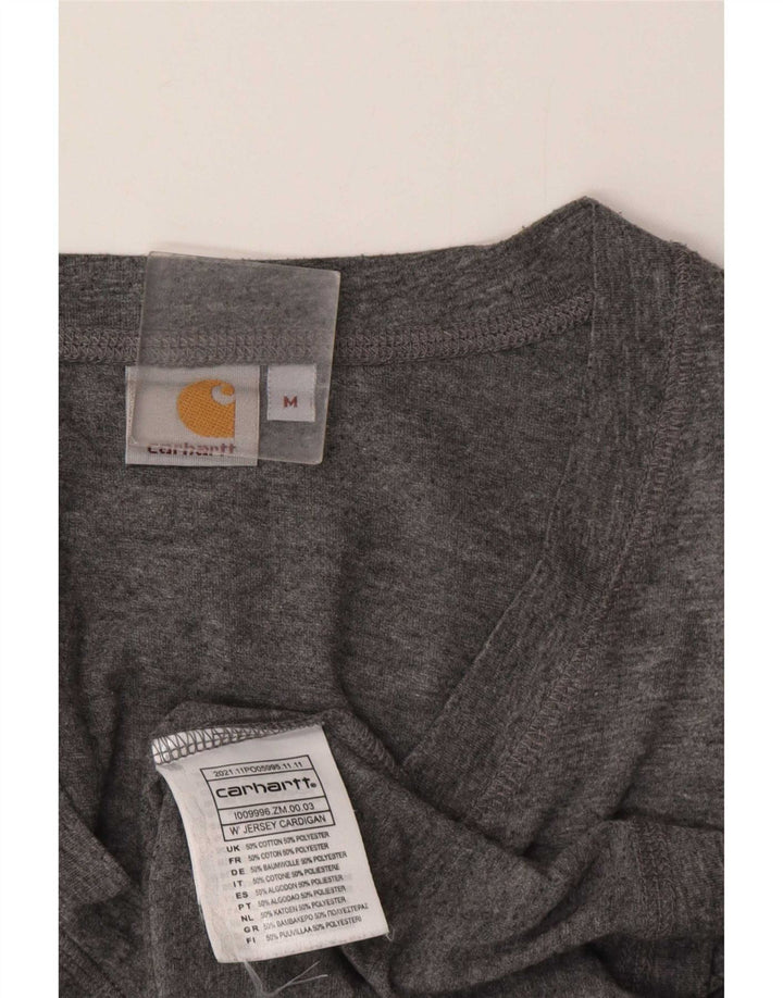 Carhartt Damen-Cardigan-Pullover UK 14 Mittelgraue Baumwolle