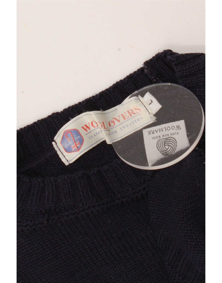 WoolOvers Rollkragenpullover für Herren, groß, marineblaue Wolle