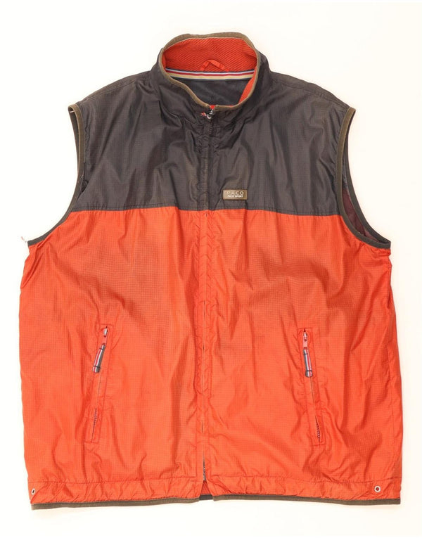 Paco Herrenweste UK 40 Large Orange Colourblock Nylon