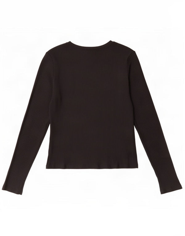 Zara Damen Crop Top Langarm UK 14 Large Schwarz