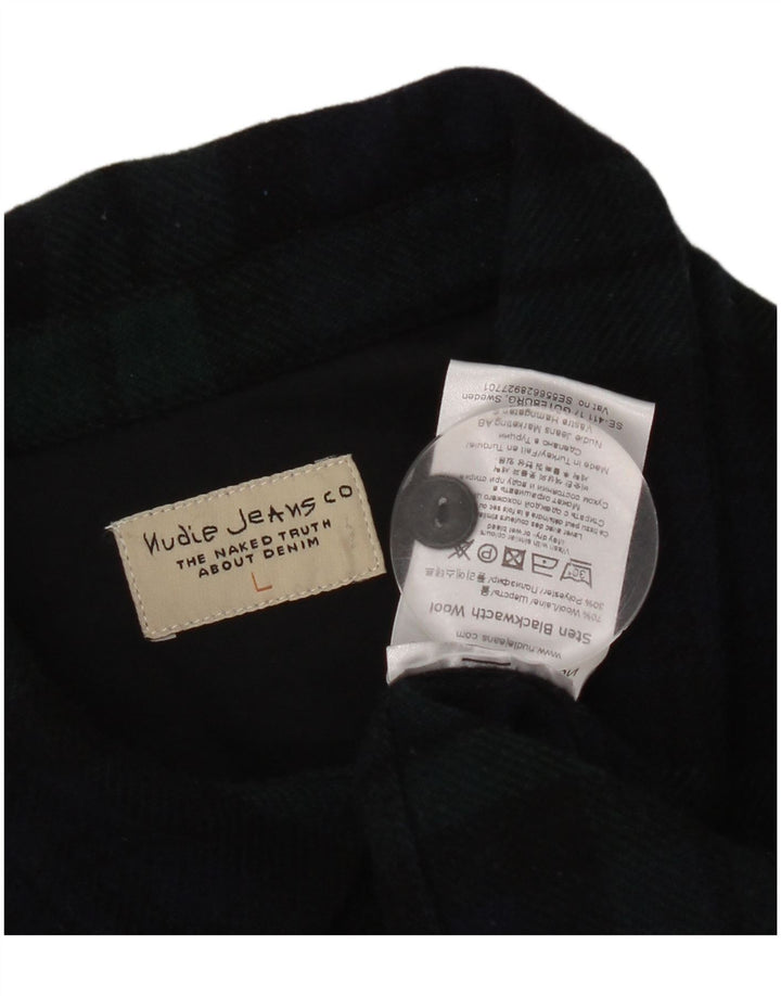 Nudie Jeans Herren-Flanellhemd, groß, marineblau, kariert, Wolle