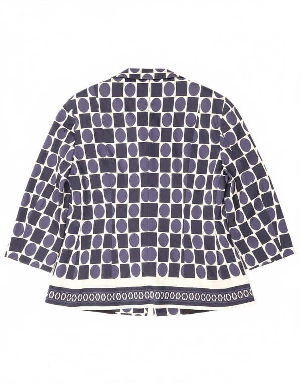 Perte by Krizia Damen Blazer Jacke UK 16 Large Marineblau Geometrisch