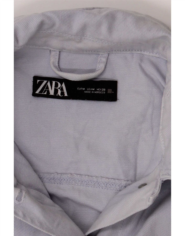 Übergroße Utility-Jacke von Zara für Damen, UK 14, mittelblaue Baumwolle