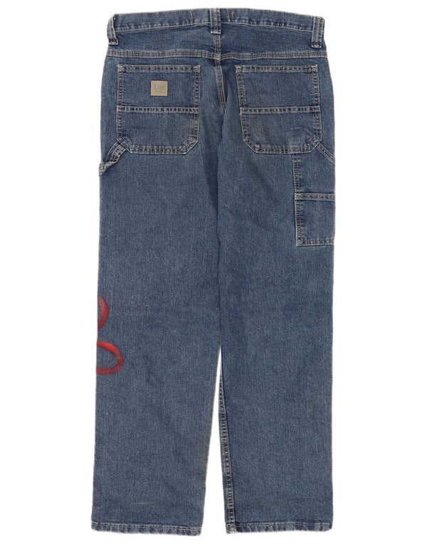 Lee Damen Cargo Straight Jeans W32 L30 Blau geblümte Baumwolle