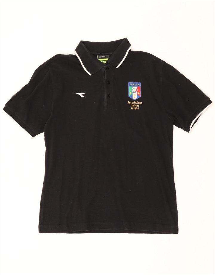 DIADORA Herren Italia Graphic Poloshirt Mittelschwarze Baumwolle