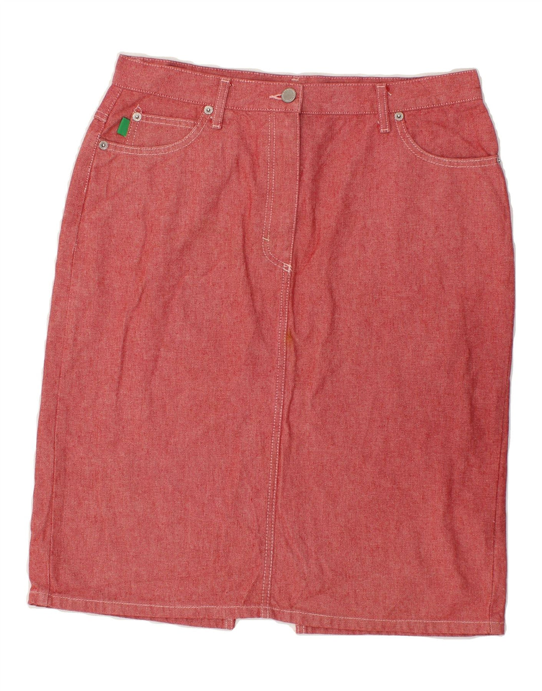 BENETTON Womens Denim Skirt IT 46 Large W32 Pink Cotton Vintage Benetton and Second-Hand Benetton from Messina Hembry 