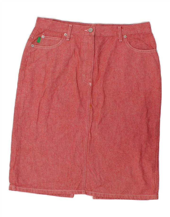 BENETTON Womens Denim Skirt IT 46 Large W32 Pink Cotton Vintage Benetton and Second-Hand Benetton from Messina Hembry 