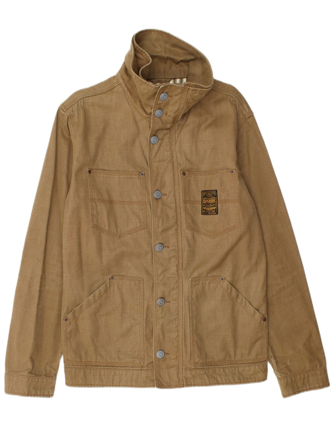 SUPERDRY Herren-Utility-Jacke UK 40 Large Beige Baumwolle