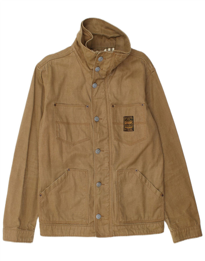SUPERDRY Herren-Utility-Jacke UK 40 Large Beige Baumwolle