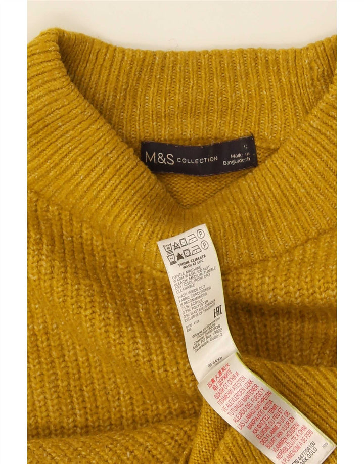 Marks & Spencer Damen-Pullover mit Rundhalsausschnitt, Gr. 10, Größe S, Gelb