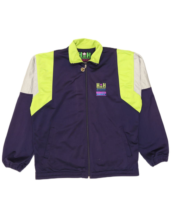 Diadora Herren-Trainingsanzug-Top-Jacke, UK 40, mittleres Marineblau, Farbblock