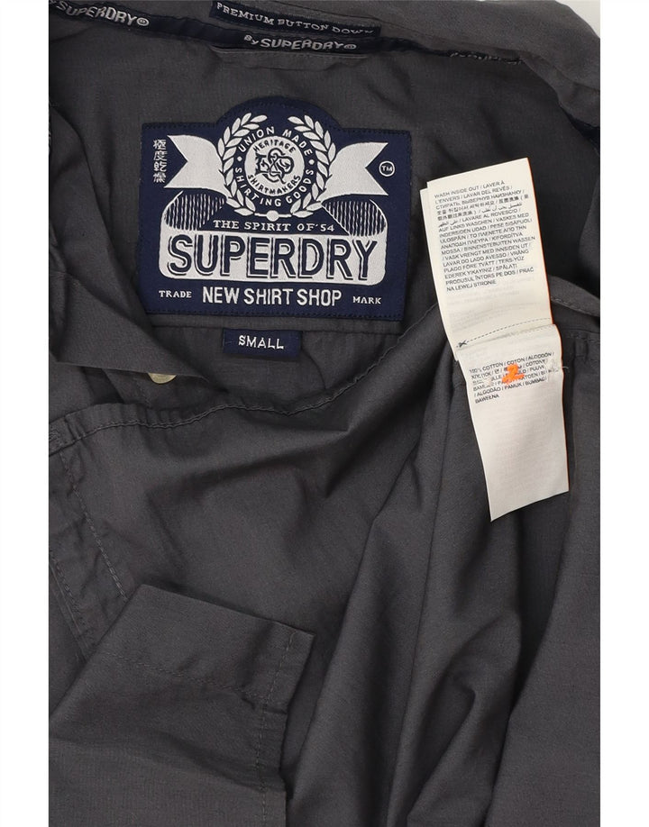 SUPERDRY Womens Short Sleeve Shirt UK 10 Small Grey Cotton Vintage Superdry and Second-Hand Superdry from Messina Hembry 