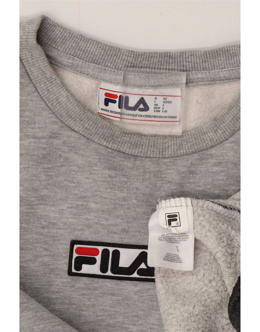 Fila Herren-Sweatshirt-Pullover, große graue Colourblock-Baumwolle