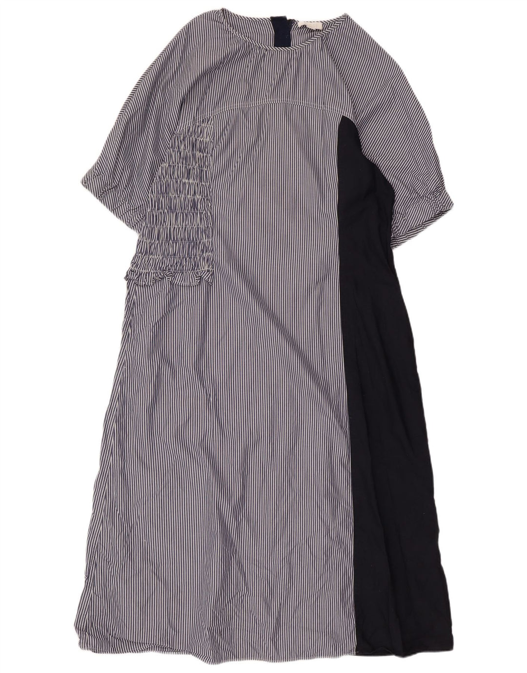 COS Damen Maxikleid EU 44 XL Marineblaue Nadelstreifen-Baumwolle