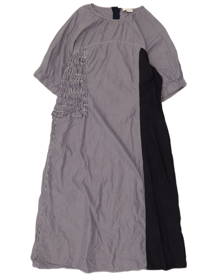 COS Damen Maxikleid EU 44 XL Marineblaue Nadelstreifen-Baumwolle