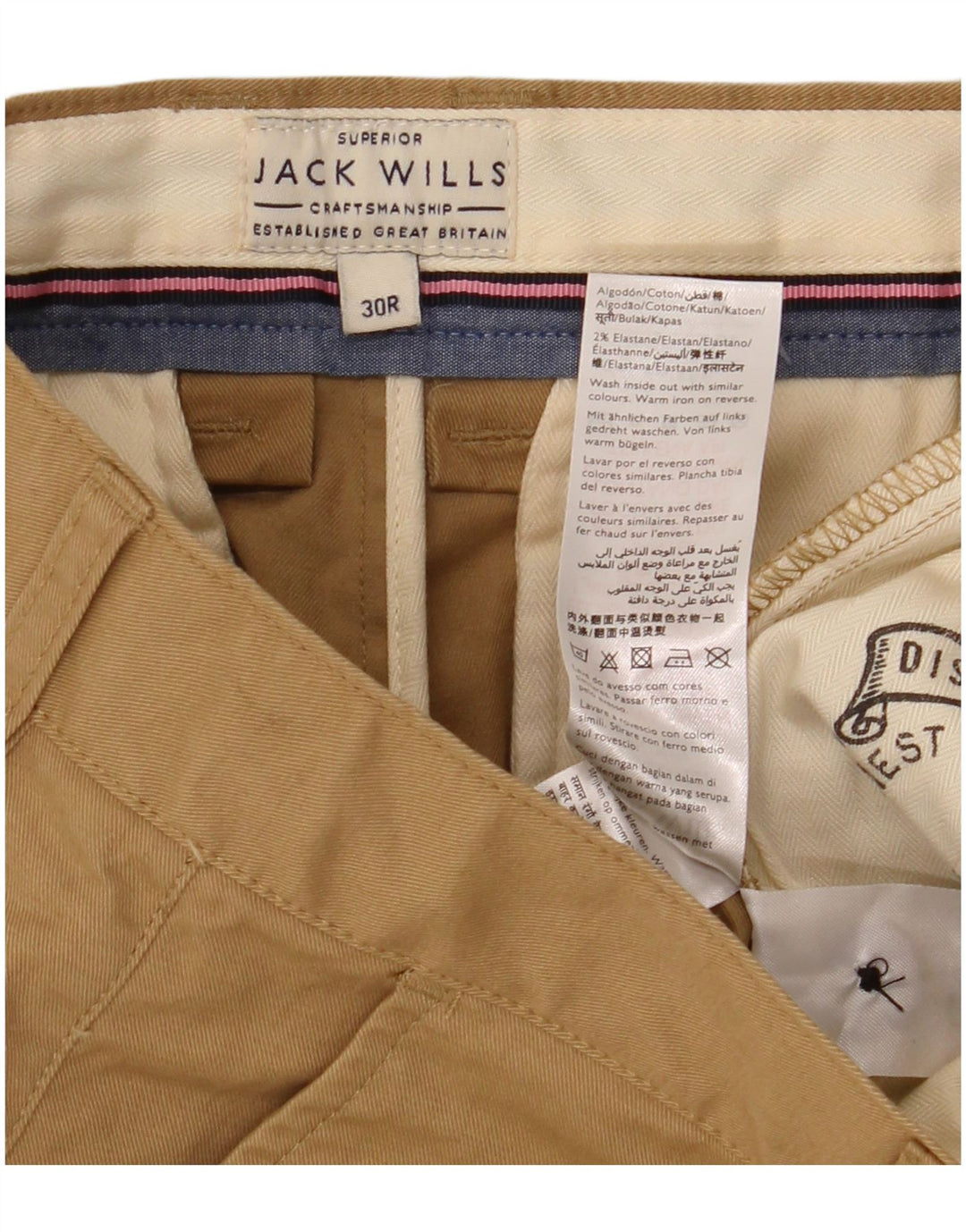 Jack Wills Herren Chinoshorts W30 Mittelbeige Baumwolle