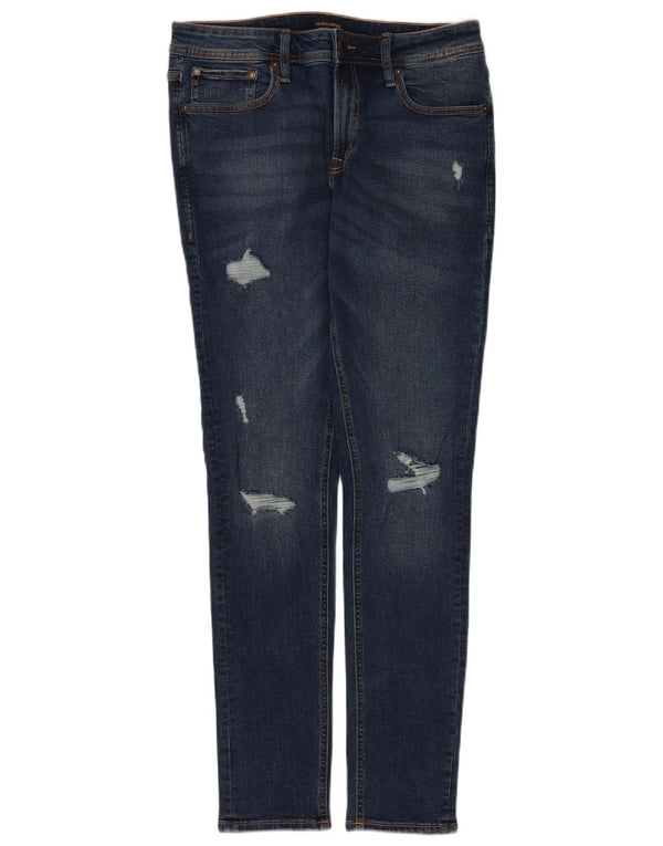 Jack & Jones Herren Liam Distressed Skinny Jeans W34 L34 Blaue Baumwolle