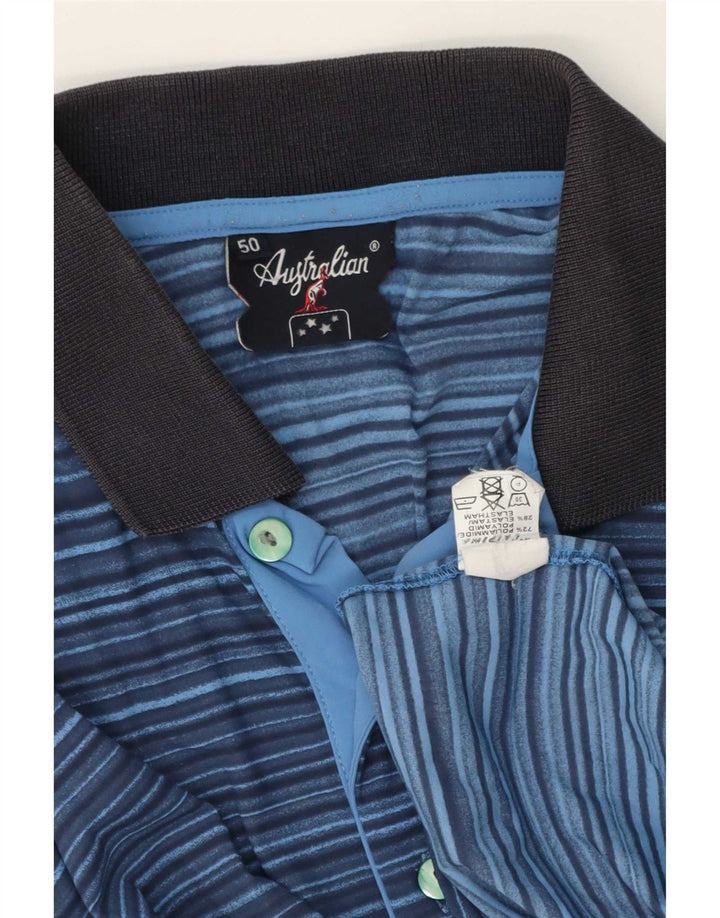 AUSTRALIAN L'ALPINA Herren-Poloshirt IT 50 Mittelblaues Nadelstreifen-Polyester