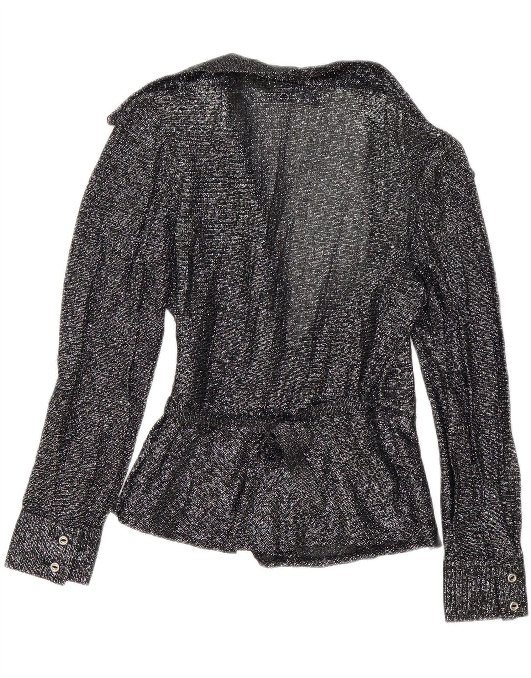 Vintage Damen Wickelbluse EU 38 Medium Schwarz gefleckt