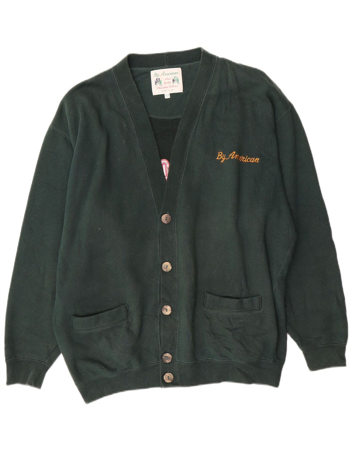 By American Herren-Cardigan-Pullover aus mittelgrüner Baumwolle