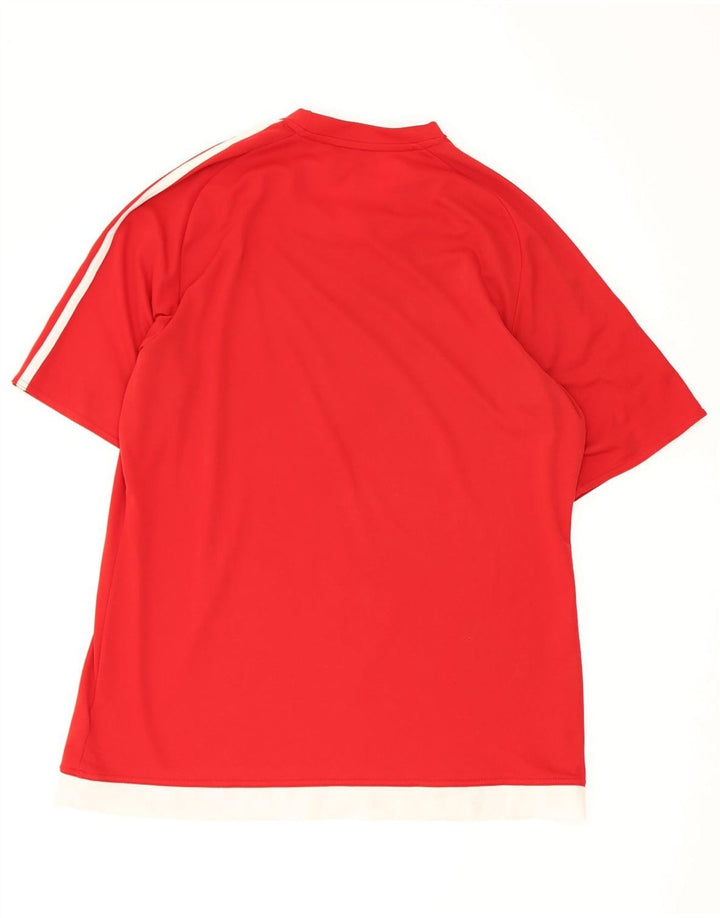 Adidas Herren Climalite T-Shirt Top, großes rotes Farbblock-Polyester