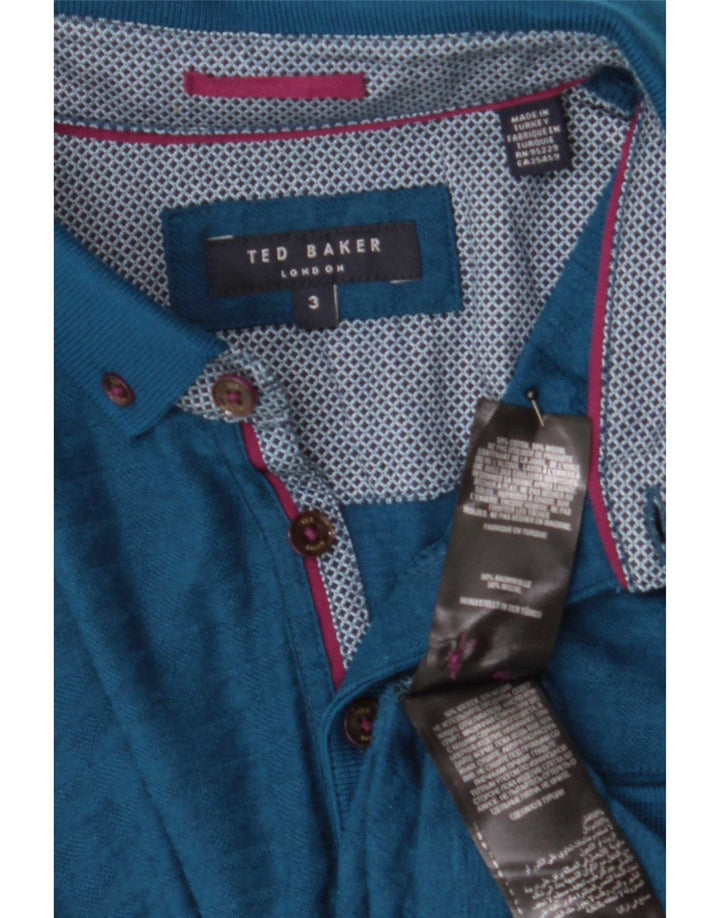 Ted Baker Herren-Poloshirt, Größe 3, mitteltürkis, Baumwolle