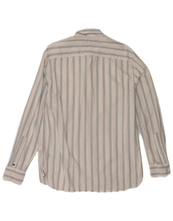 Tommy Hilfiger Herren-Hemd mit normaler Passform, mittelweiß, gestreift, Baumwolle