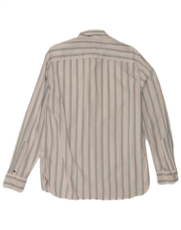 Tommy Hilfiger Herren-Hemd mit normaler Passform, mittelweiß, gestreift, Baumwolle