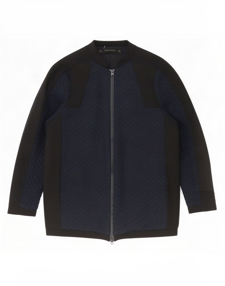 Übergroße Bomberjacke für Damen von Zara, Gr. 10, Größe S, Marineblau, Farbblock