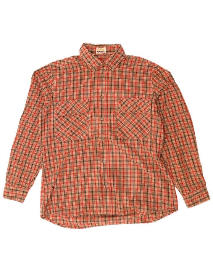 Ivy Oxford Herren Flanellhemd Mittelrot kariert