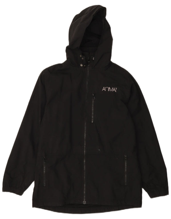 ANIMAL Jungen-Regenjacke mit Kapuze, 13–14 Jahre, großes schwarzes Nylon