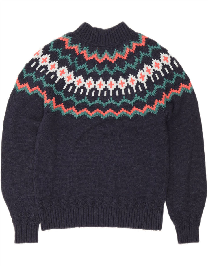 Fat Face Rollkragenpullover für Damen, Gr. 8, Marineblau, Fair Isle-Muster