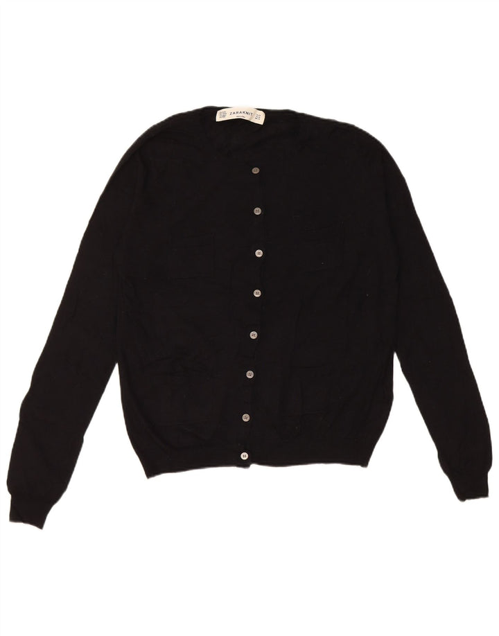 Zara Damen-Cardigan-Pullover UK 14 Mittelschwarzes Nylon
