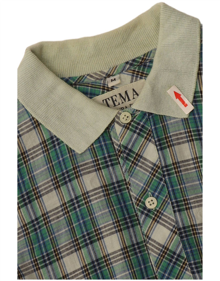 Vintage Herren-Pullover-Hemd aus mittelgrüner Karo-Baumwolle