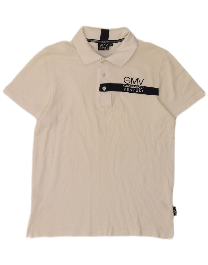 Gianmarco Venturi Herren-Poloshirt mit Grafik, mittelweiße Baumwolle