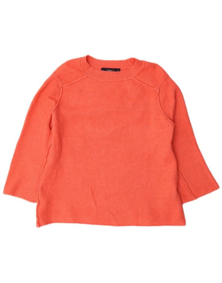 Übergroßer Damen-Pullover mit U-Boot-Ausschnitt von Zara, Gr. 10, Größe S, Orange, Polyester