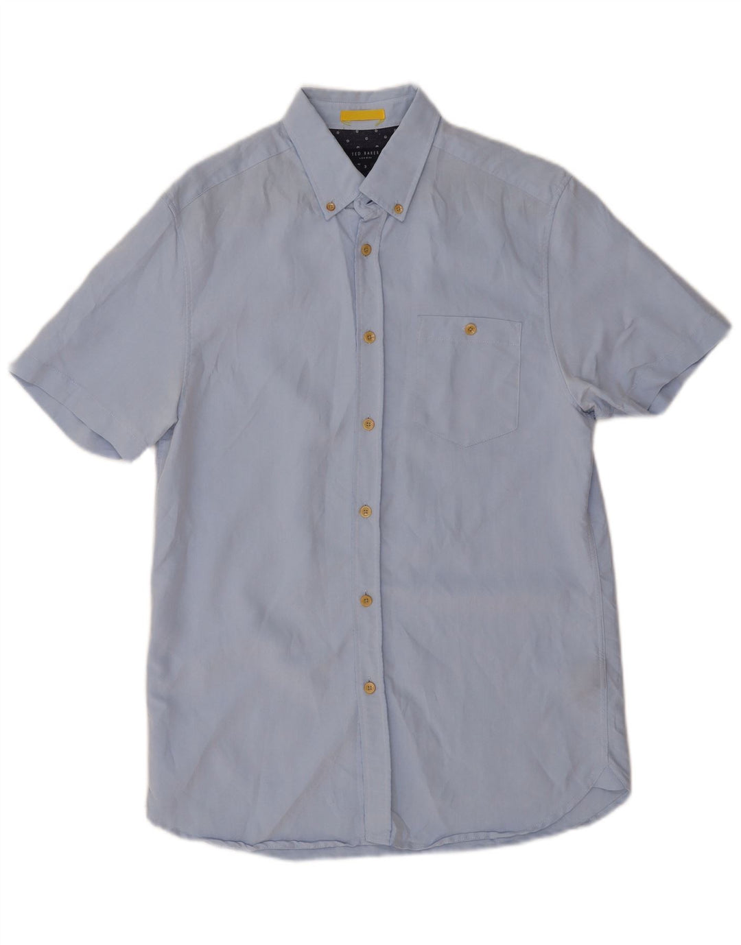 Ted Baker Herren Kurzarmhemd Größe 3 Mittelblaues Modal