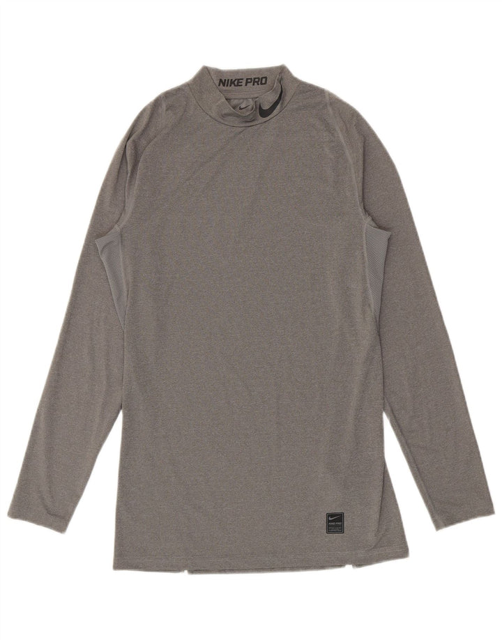 Nike Herren Grafik-Oberteil, langärmelig, groß, graues Polyester