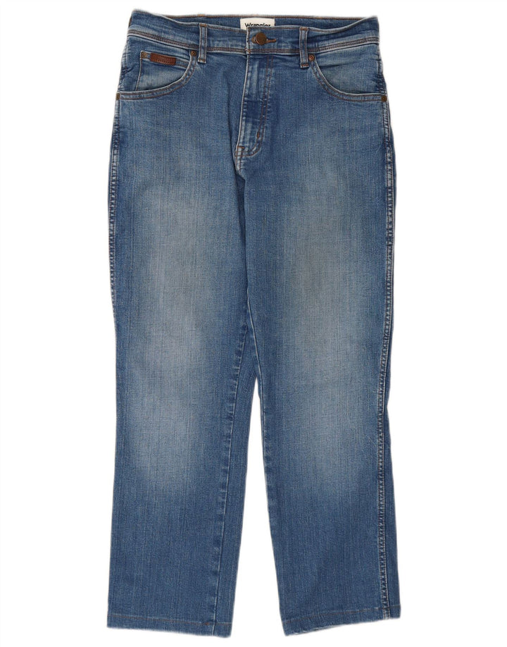 WRANGLER Herren Texas Slim Kurzjeans W30 L25 Blaue Baumwolle