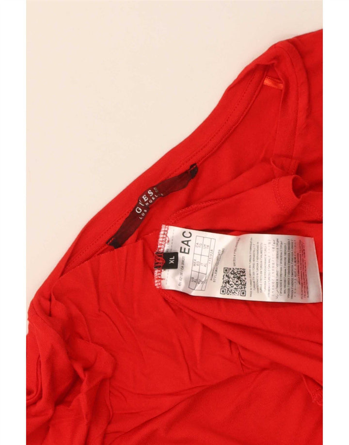 Guess Damen T-Shirt Top UK 16 Große rote Viskose