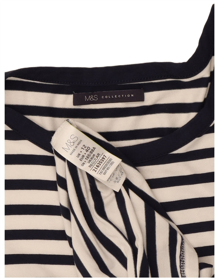 Marks & Spencer Damen Etuikleid UK 12 Mittelmarineblau gestreifte Viskose