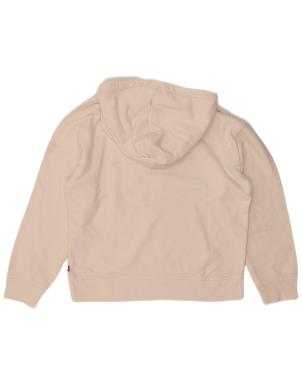 Levi's Damen-Kapuzenpullover mit Grafik, übergroß, UK 10, Größe S, weiße Baumwolle
