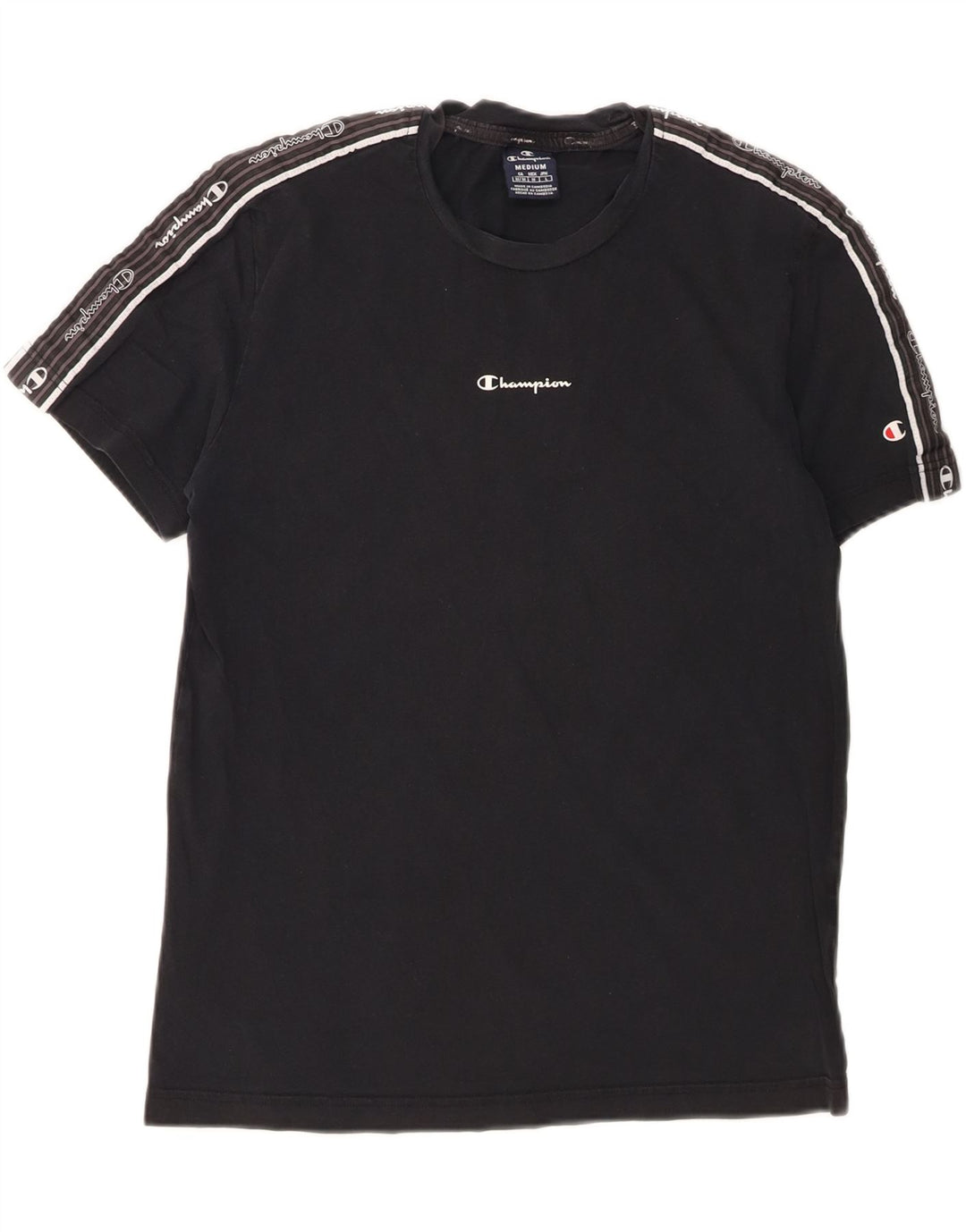 CHAMPION Womens Graphic T-Shirt Top UK 14 Medium Black Vintage Champion and Second-Hand Champion from Messina Hembry 